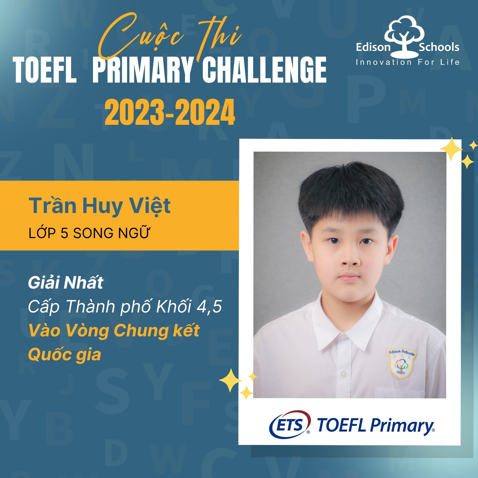 Xin chúc mừng các bạn học sinh trong cuộc thi Toefl Primary Challenge